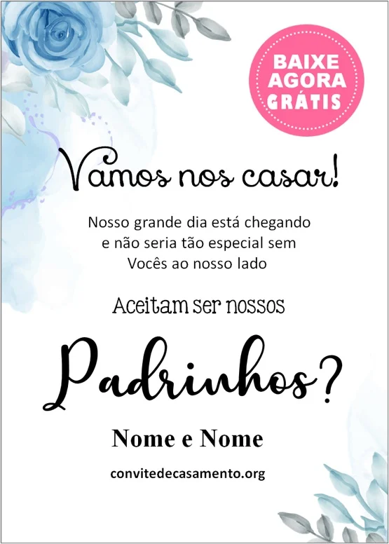 convite para padrinhos de casamento