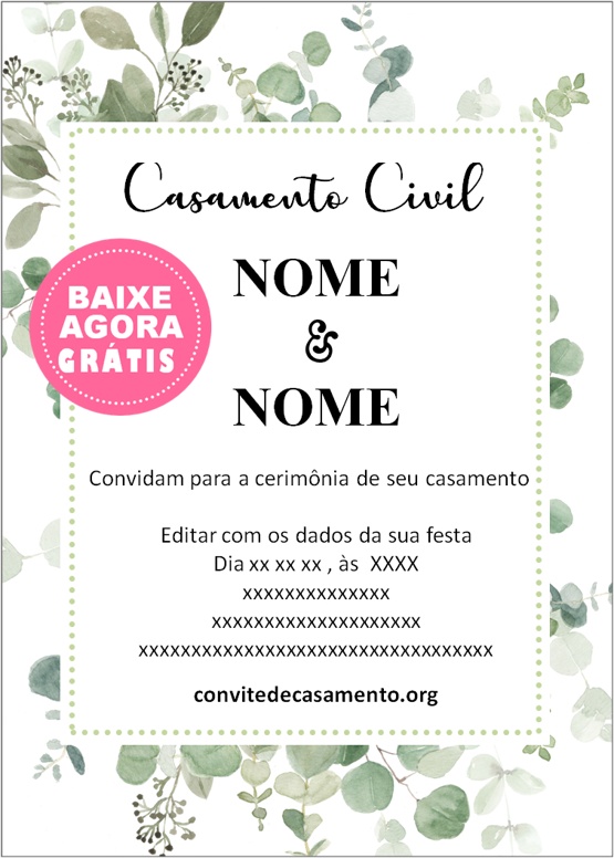 convite de casamento civil para editar