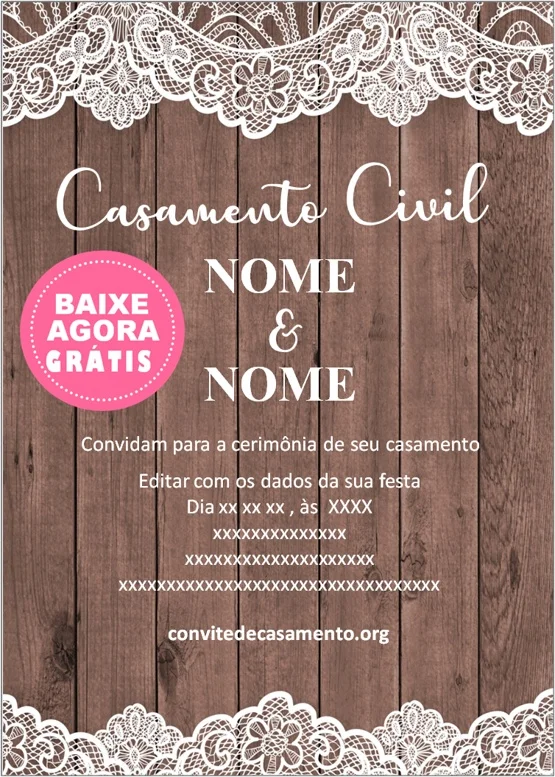 Convite Casamento Civil Rustico Convite De Casamento