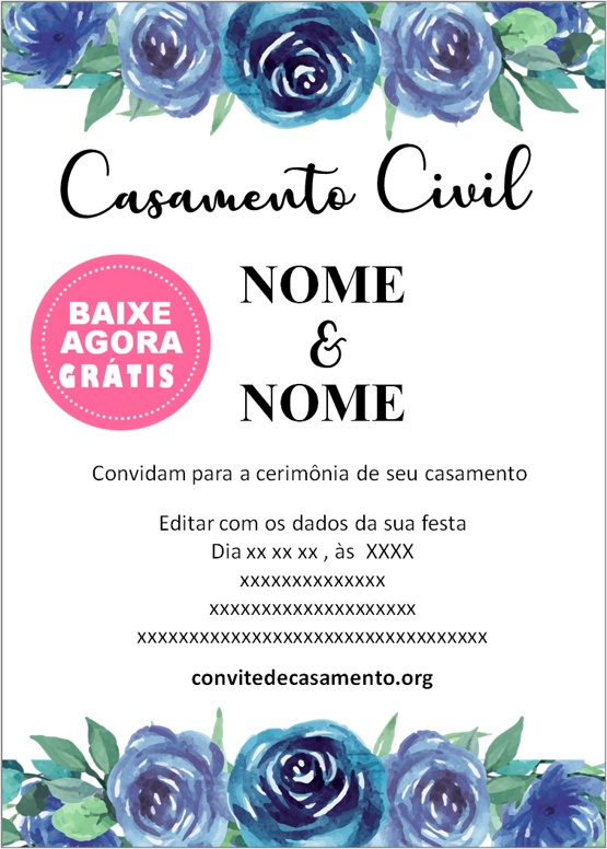 Convite Casamento Civil Azul Convite De Casamento