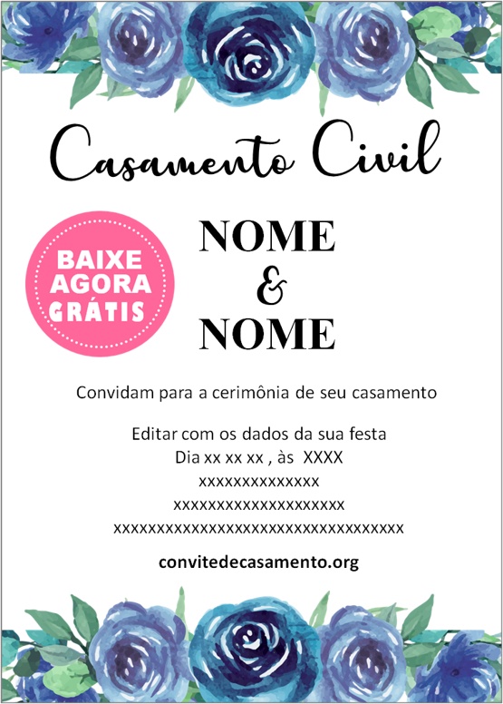 Convite de casamento grátis para baixar, editar e imprimir