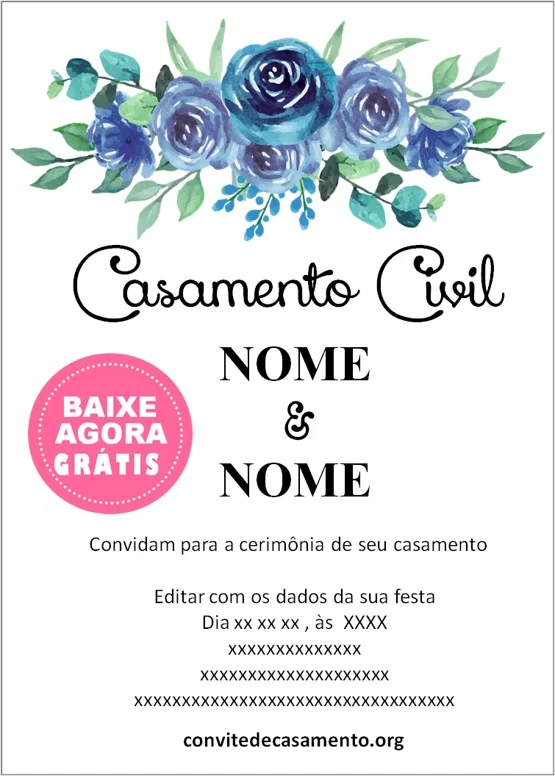 Convite Casamento Civil Azul Convite De Casamento