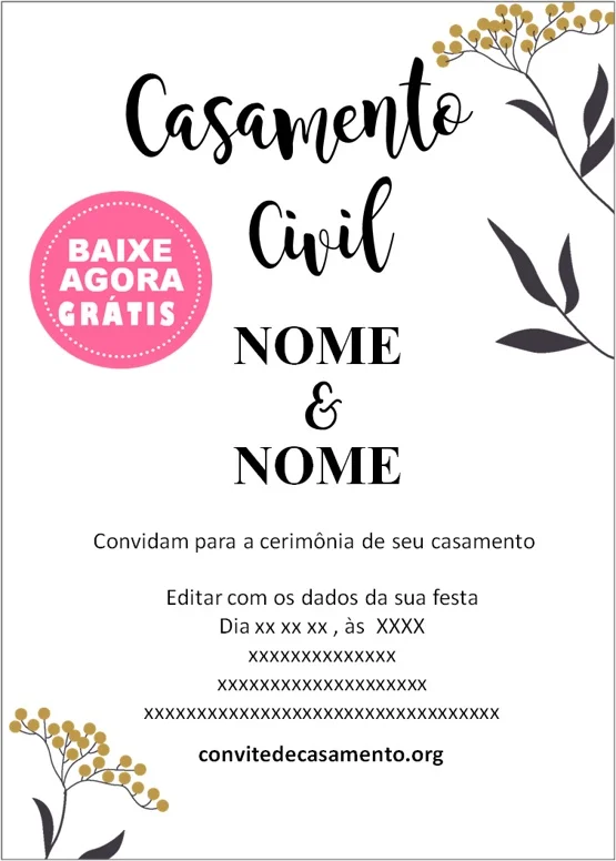 convite casamento civil informal