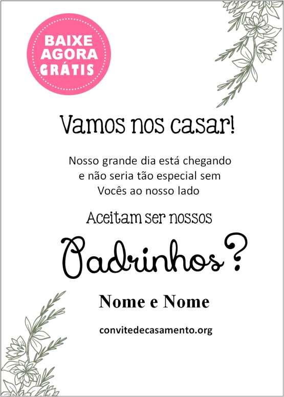 Convite padrinhos de casamento - Edite grátis com nosso editor online