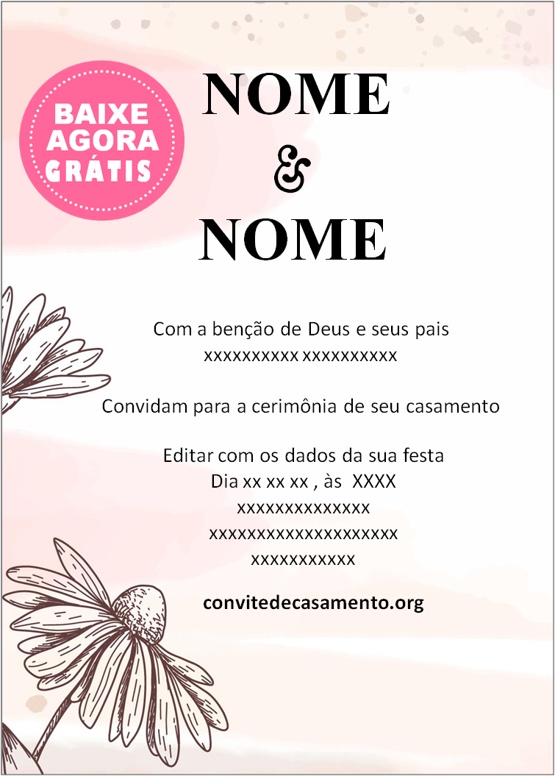 modelo de convite de casamento aquarela
