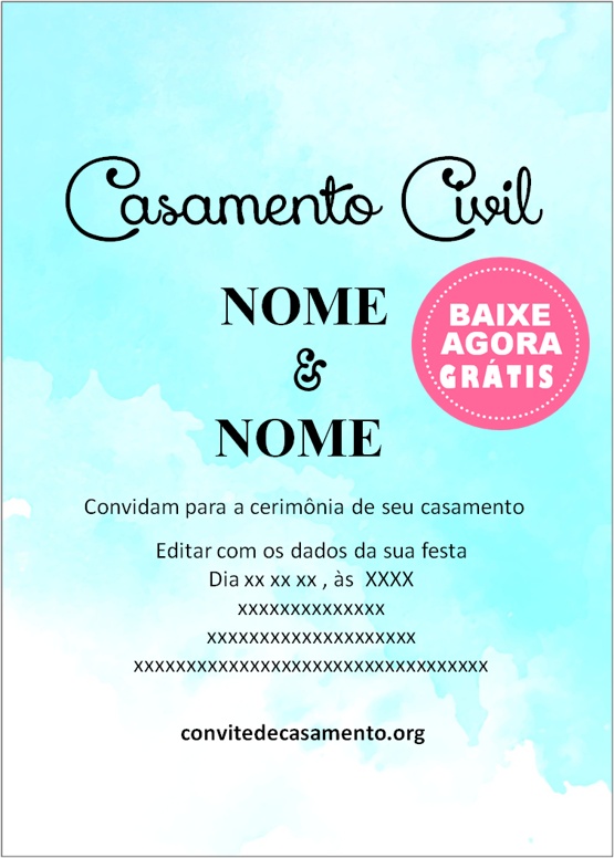 convite casamento civil aquarela