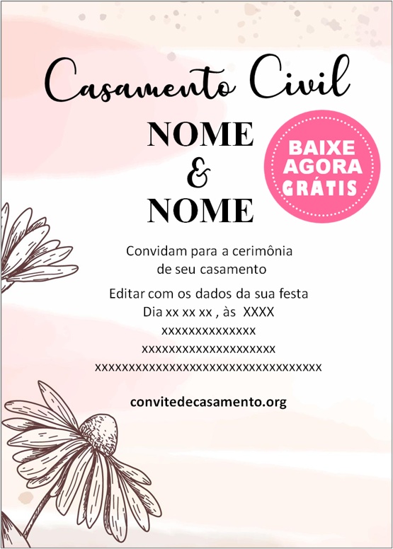 modelo de convite civil aquarela