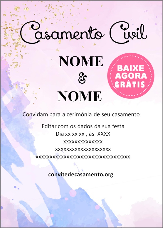 convite de casamento civil para imprimir