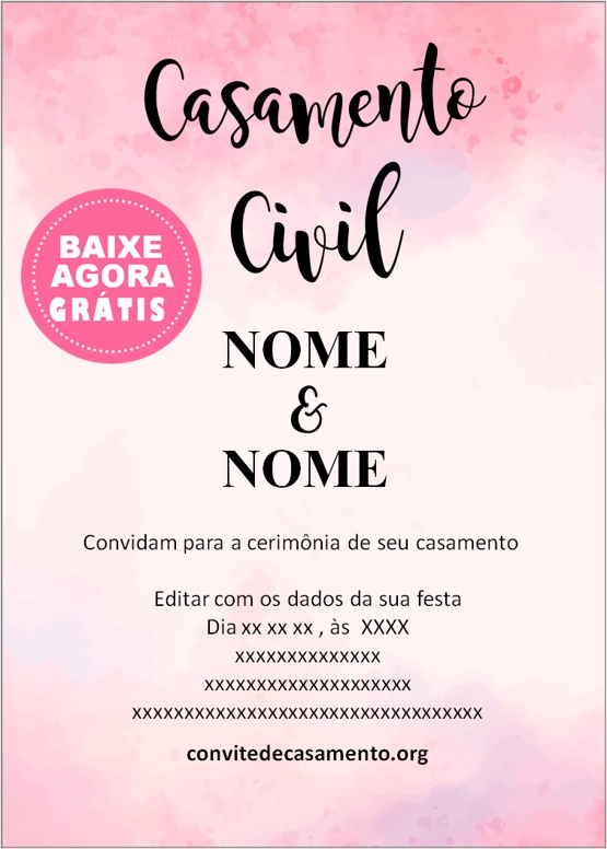 convite romântico casamento civil