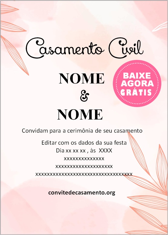 convite casamento civil elegante