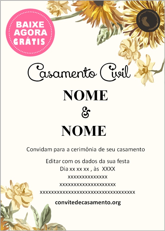 convite de casamento com tema girassol