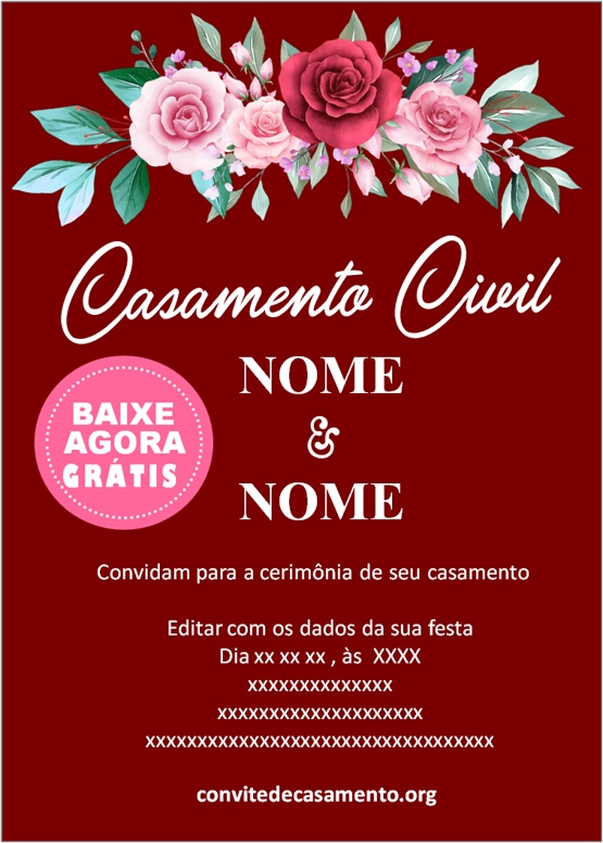 convite casamento civil digital marsala pdf