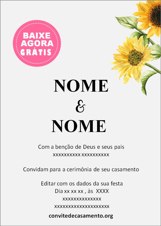 convite de casamento girassol grátis