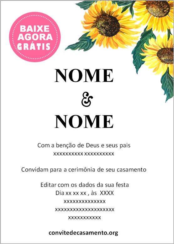 convite girassol para whatsapp