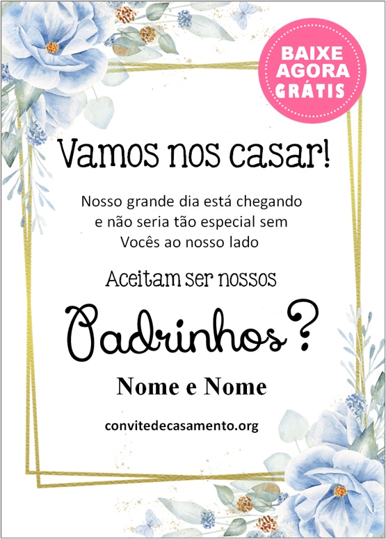 convite moderno casamento padrinhos