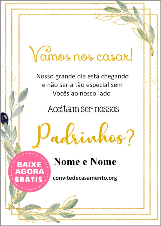 convite casamento padrinhos rústico