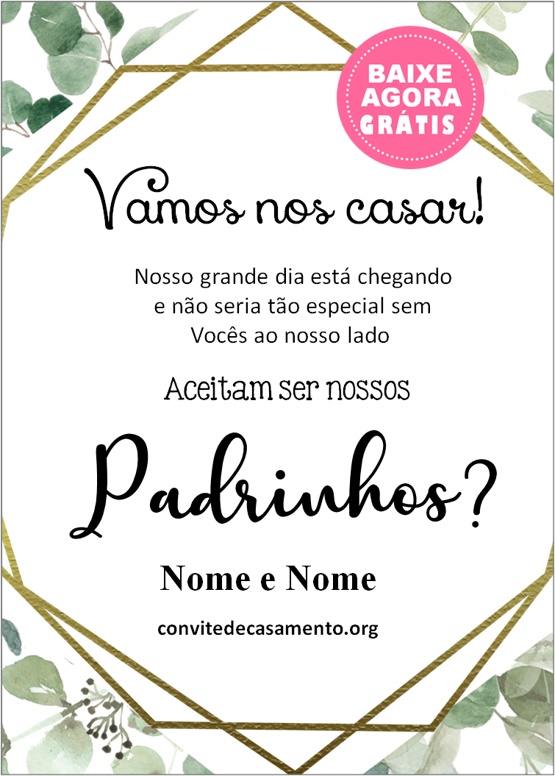 convite casamento padrinhos rústico