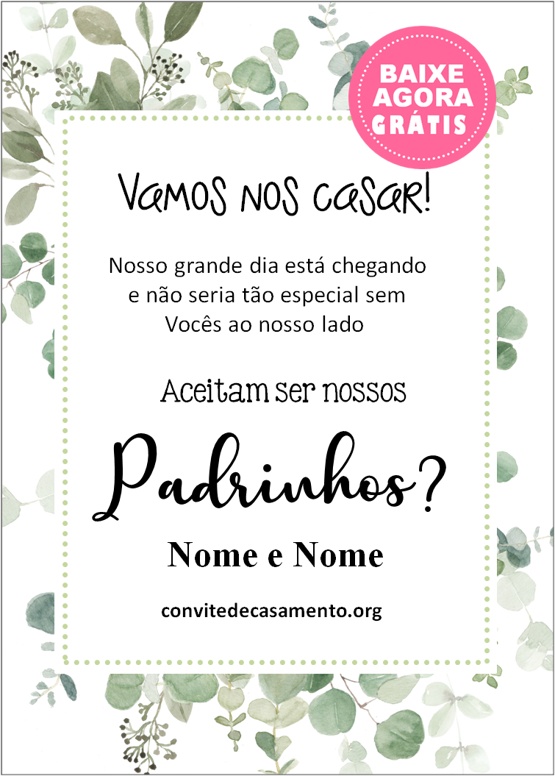 convite digital casamento padrinhos rústico