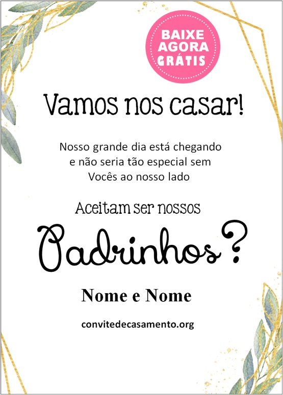 convite digital casamento padrinhos rústico