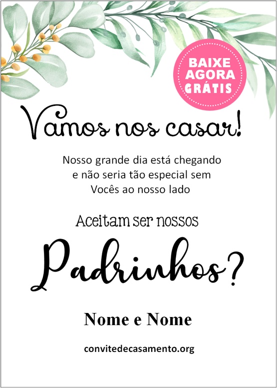convite casamento padrinhos rústico whatsapp
