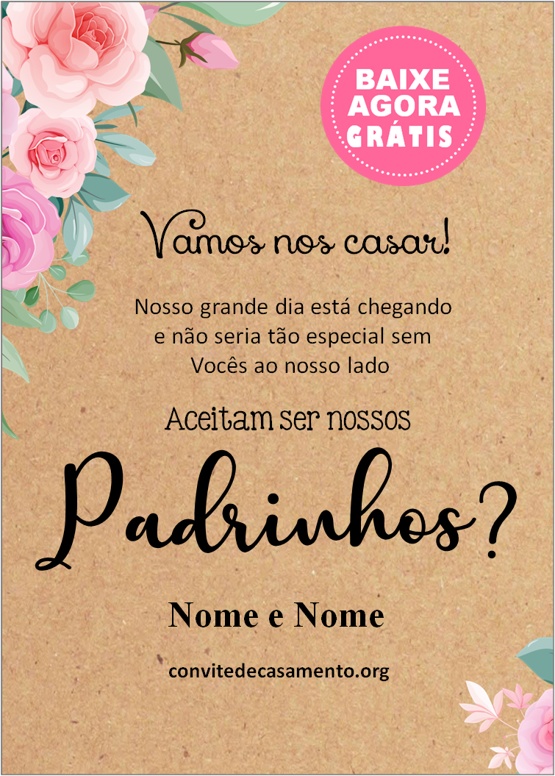 convite casamento padrinhos rústico natural