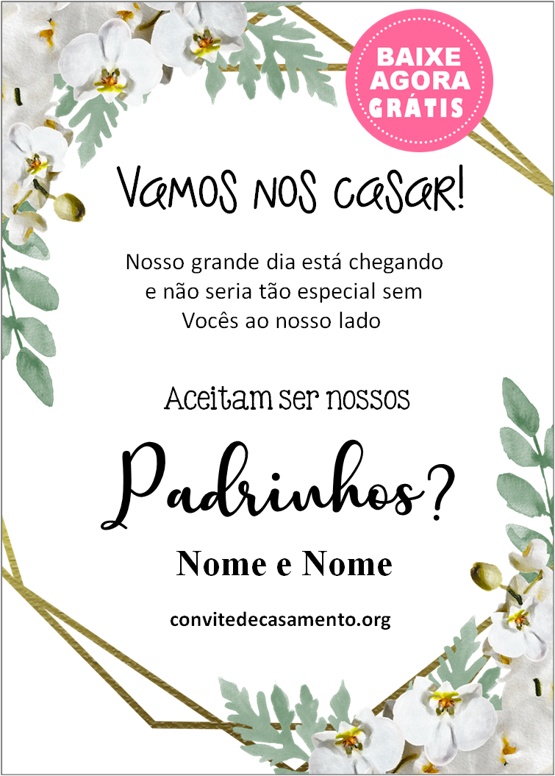 convite casamento padrinhos rústico editável grátis