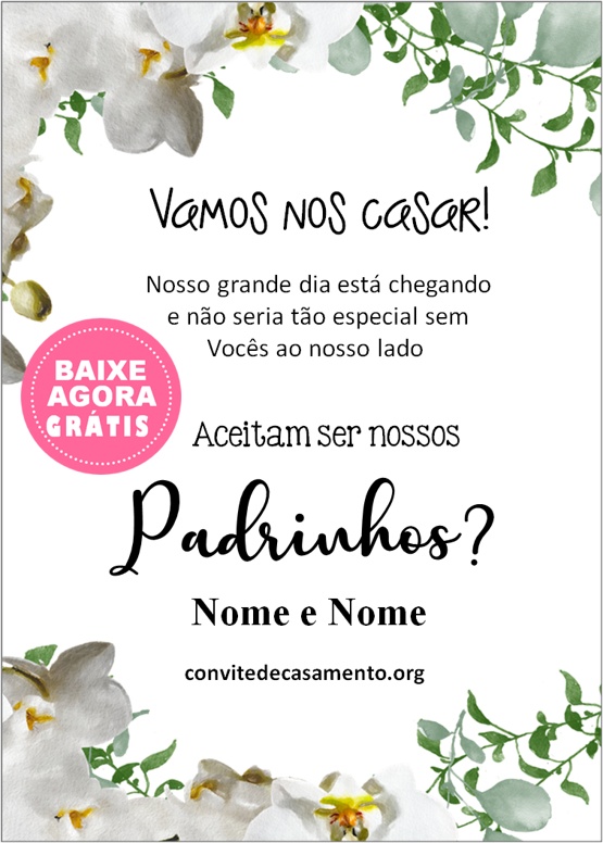 convite casamento padrinhos rústico com flores