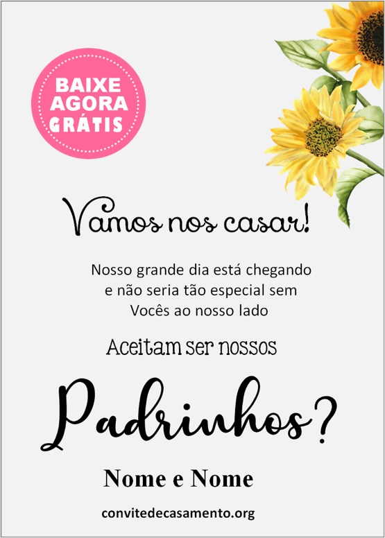 convite para padrinhos girassol