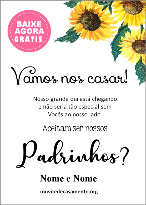 convite padrinhos casamento personalizado