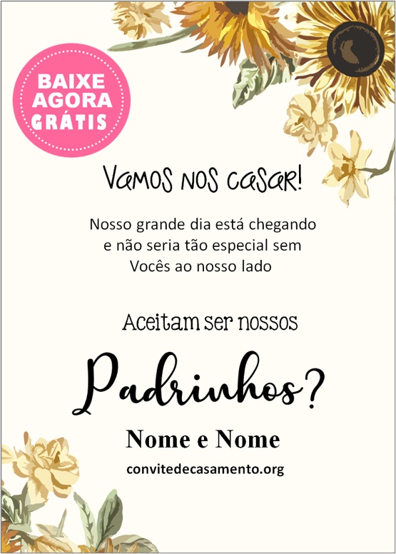 convite padrinhos campestre grátis