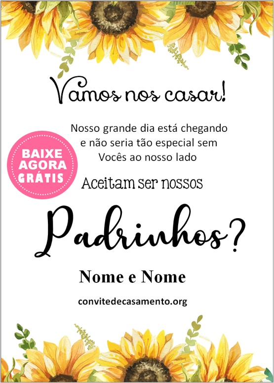 convite digital girassol para editar