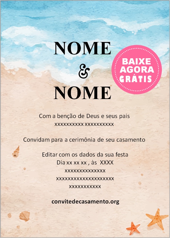 convite de casamento praia grátis
