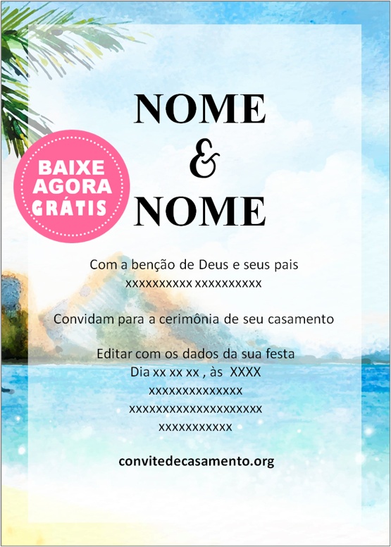 convite digital editável casamento praia
