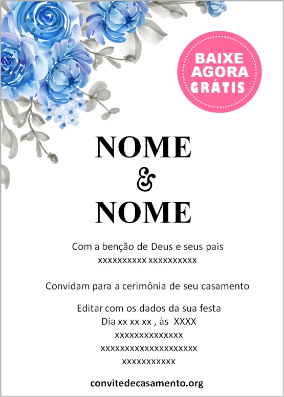 convite de casamento azul marinho