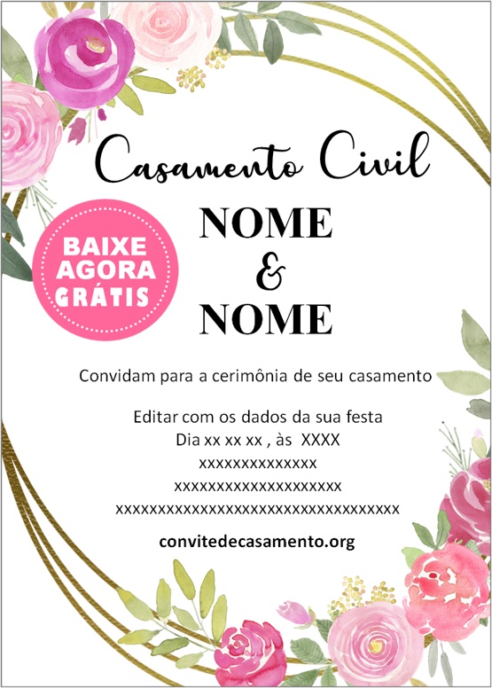 convite casamento civil com flores