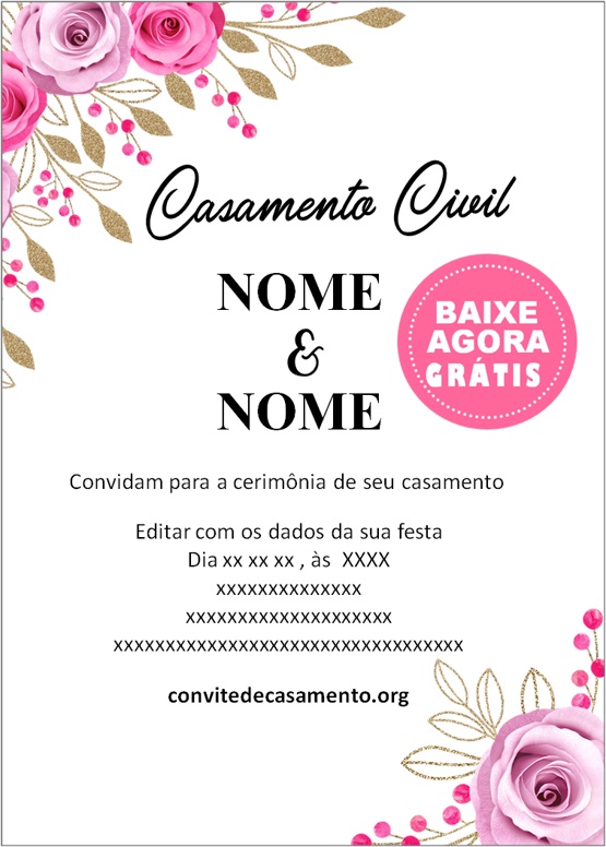 convite digital casamento civil floral moderno