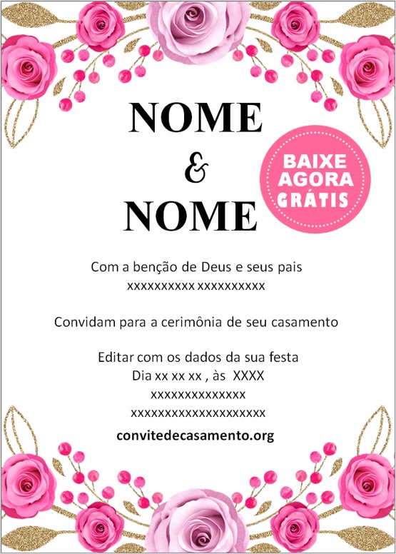 convite floral casamento com rosas