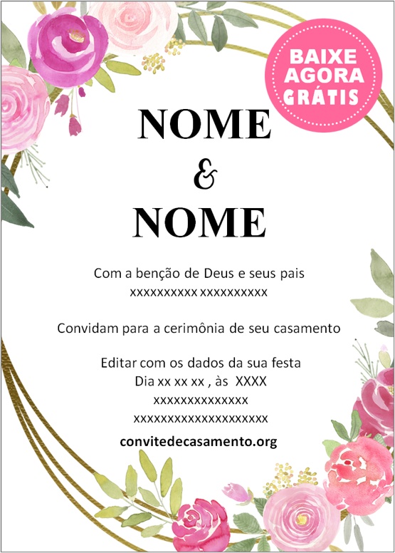 convite floral para imprimir