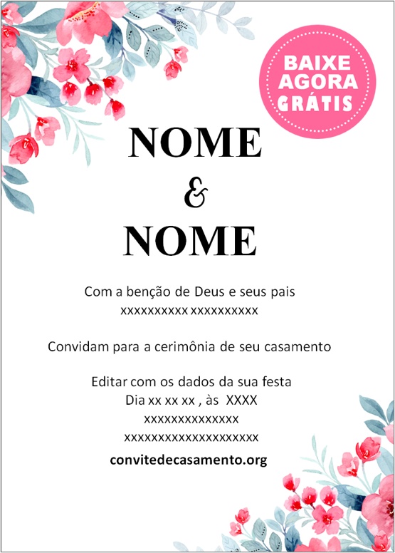 convite de casamento floral simples