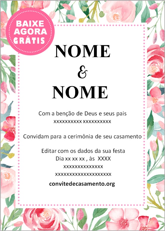 convite floral romântico