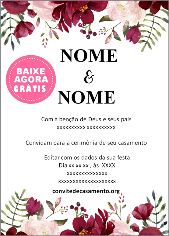 modelo de convite marsala casamento