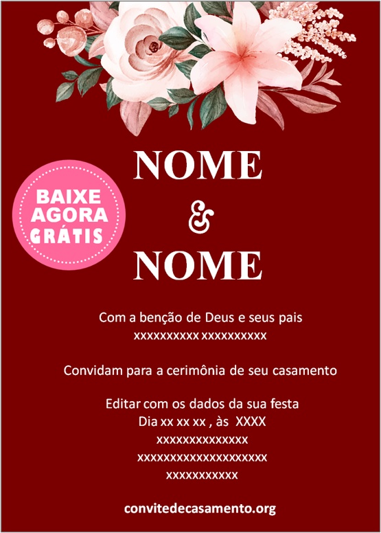 convite marsala para imprimir