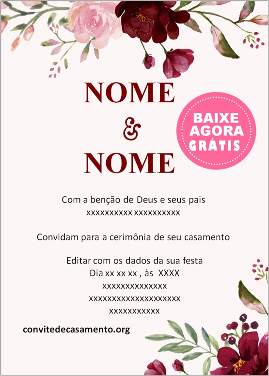 convite de casamento marsala aquarela