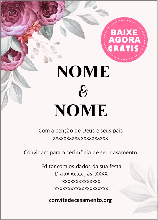 convite de casamento marsala simples