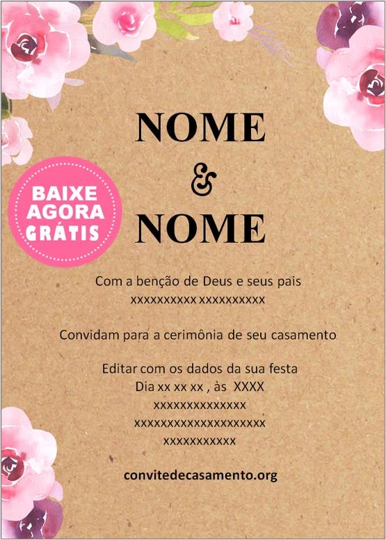 convite de casamento rústico grátis