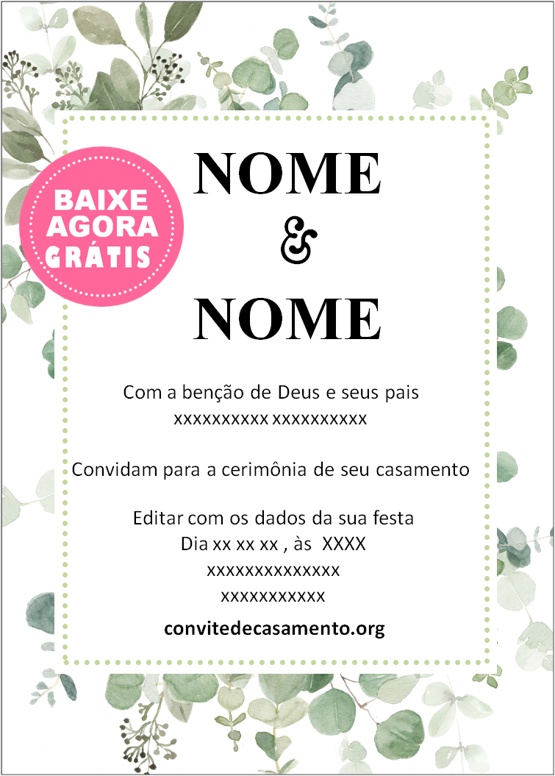 convite casamento rústico floral aquarela