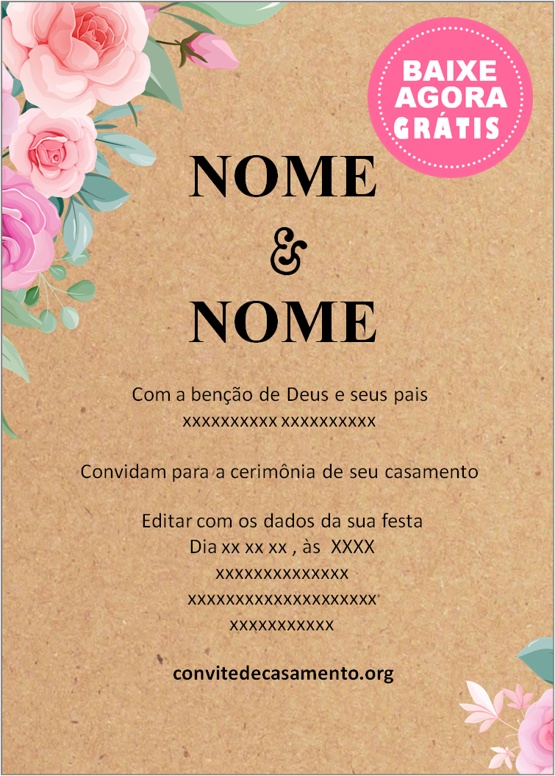 modelo de convite rústico casamento