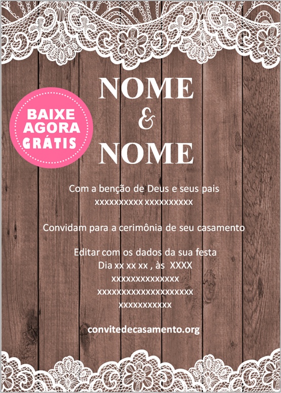 convite casamento rústico digital editável