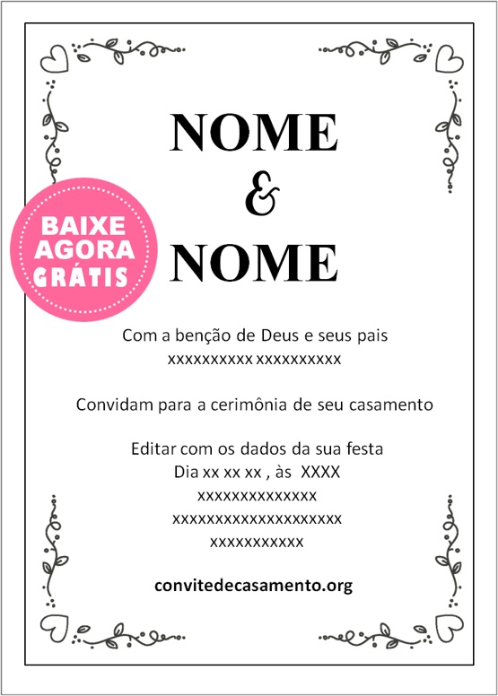 modelo de convite simples casamento