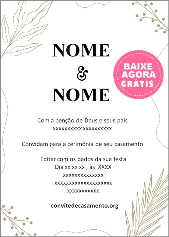 convite de casamento simples